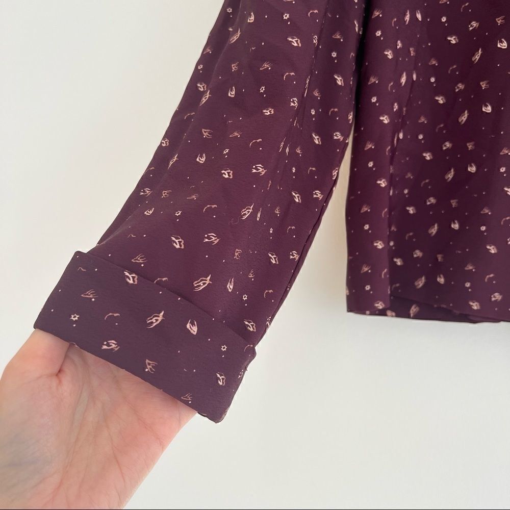 Vintage Purple Patterned Boxy Button Neck Blouse Size 10 P - Picture 4 of 11